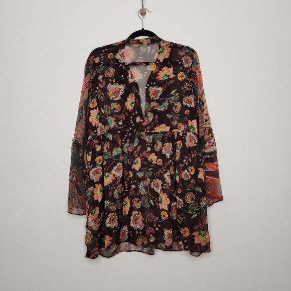 Soft Surroundings Boho Beaded Sequence Embroidered Sheer Oversized Flowy Shirt - Picture 9 of 9
